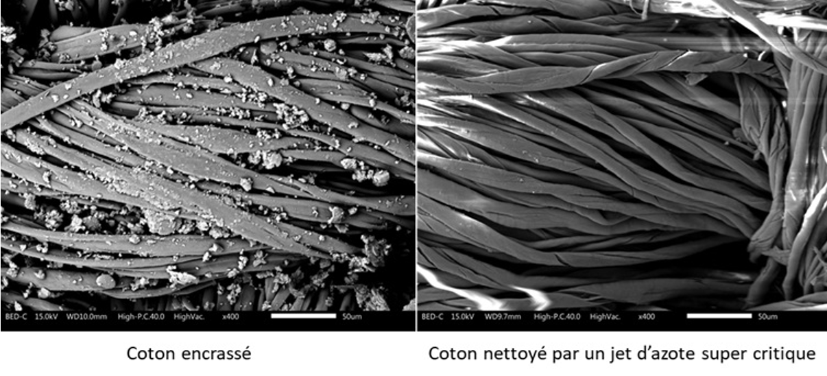 Nettoyage d’un tissu en coton par le procédé jet d’azote super critique